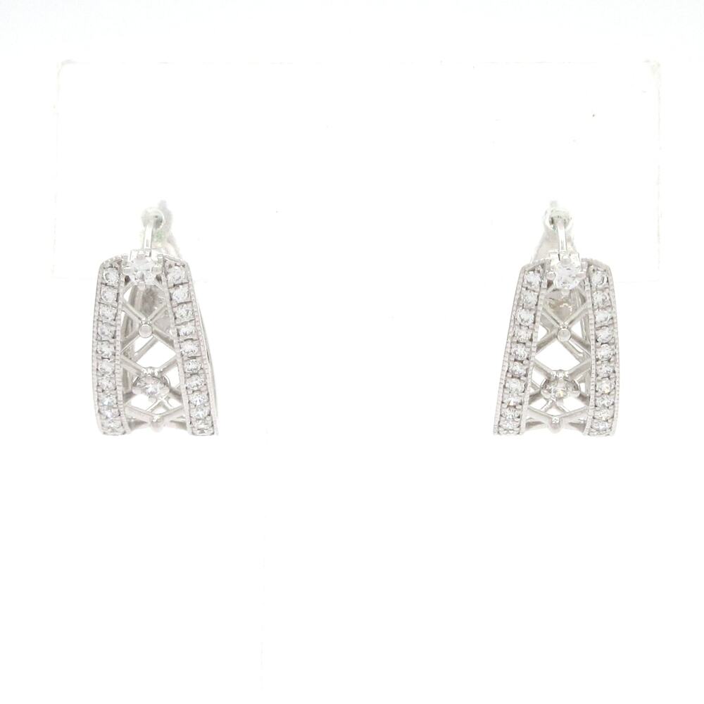 Mikimoto Earrings 18K White Gold Diamond